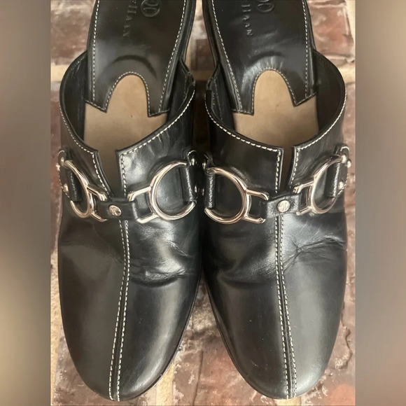 Women's Cole Haan Black Leather Slip On Clogs Mules Shoes D17476 size 8.5AA - Picture 3 of 8